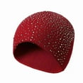 thumbnail image 1 of VONKY Warm Half Side Rhinestones Knitted Caps Acrylic Pinstripe Hats Slouch Beanie Outdoor Fall Winter, 1 of 5