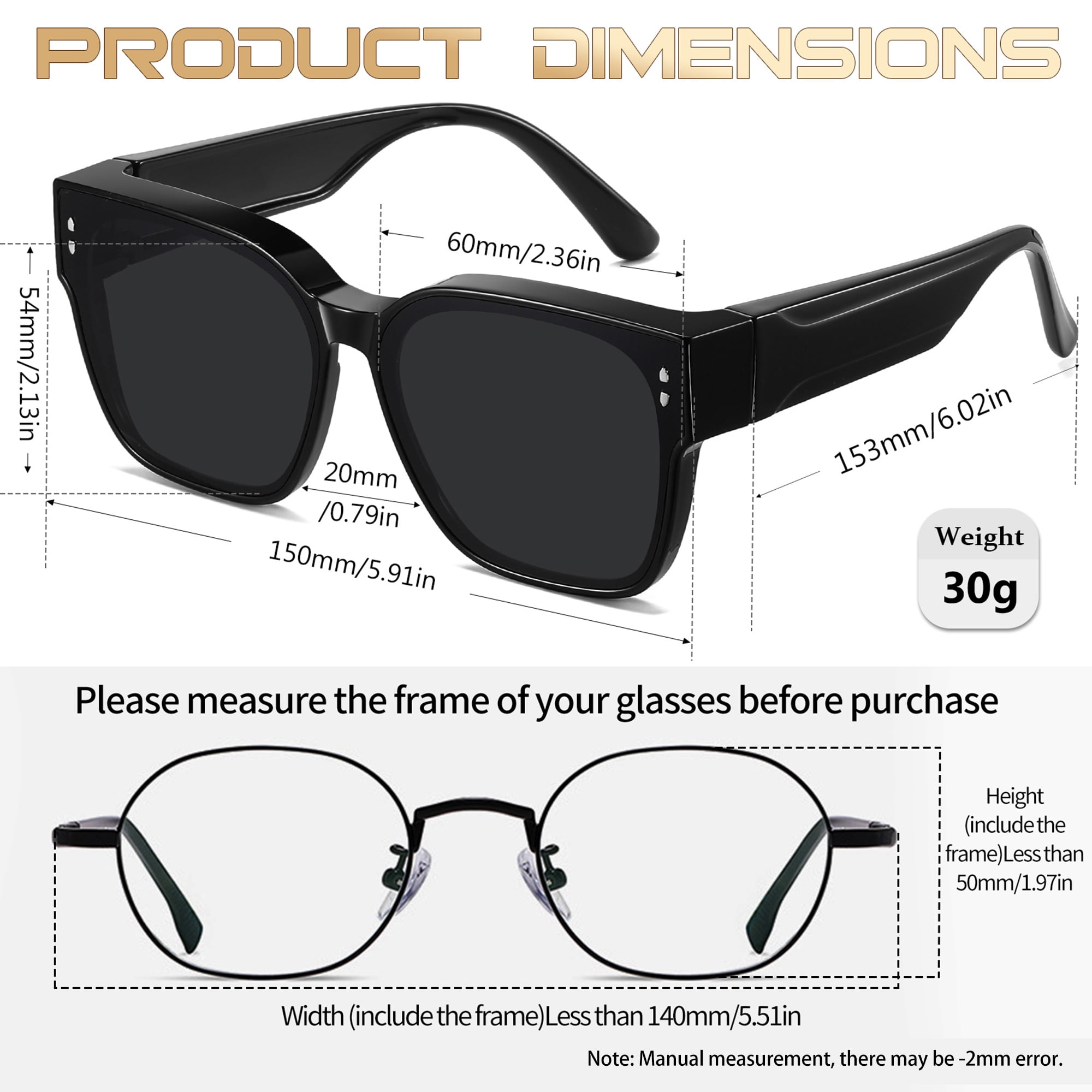 KANASTAL Large Fit over Sunglasses Polarized for Women UV400,  Anti Glare Square Over Glasses Sun Glasses MenTrendy for Driving Riding - Black