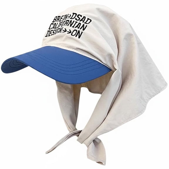 Byfri Integrated Scarf Baseball Cap Sun Protection Visor Hat for Women Summer Beach Wear One Size