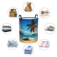 thumbnail image 6 of PHELIKA Ocean Sunrise Tropical Palm Tree Island Hawaiian Waves 01 Laundry Basket 65L Large Foldable Round For Dirty Clothes Toy Storage, 6 of 6