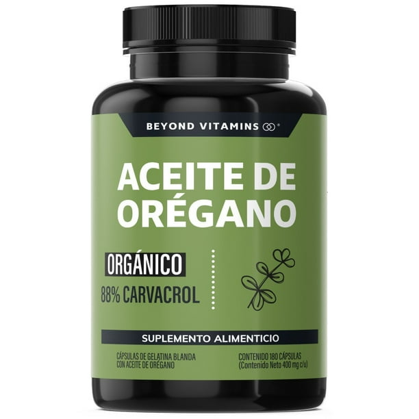 Beyond Vitamins | Aceite De Oregano Orgánico 100% Natural Con 88% Carvacrol | Oil Of Oregano | Aceite Oregano Capsulas - Candida Cleanse Grado Alimenticio - Vitaminas Mujer / Hombre - (180 Cápsulas)