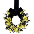 thumbnail image 2 of Mini Halloween Wreath 8.7inch Artificial Black Grapevine Wreath with Floral, Boxwood and Velvet Bow Gothic Small Cabinet Canlde Rings Wreaths for Festival Home Table Centerpiece Window Decor, E, 2 of 5