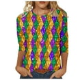 thumbnail image 2 of DDAPJ pyju Mardi Gras Shirts for Women 2024 Carnival Themed T shirt 3/4 Sleeve Mask Graphic Tees Novelty Party Blouses Crewneck Tee Tops Lightning Deals of Today Multicolor XL, 2 of 5