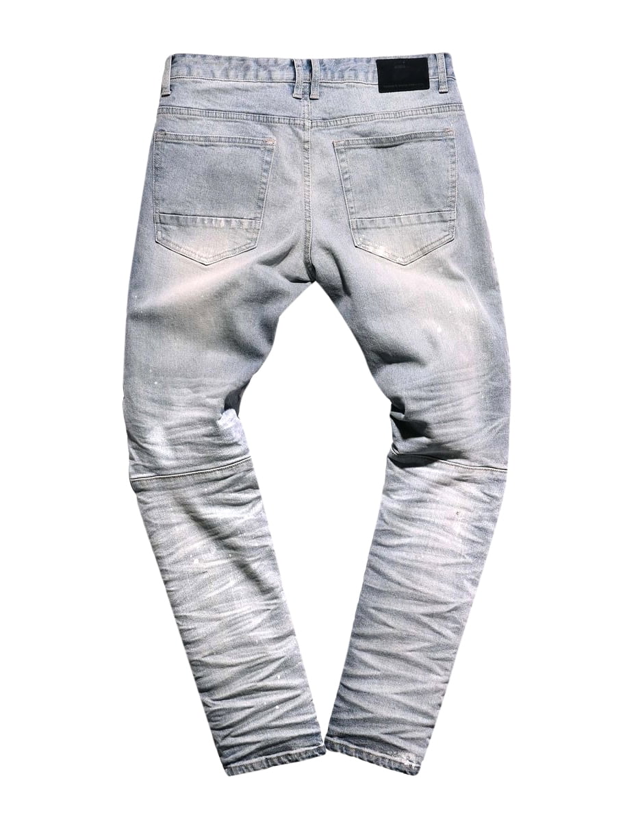 jeans with checkered patches