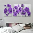 thumbnail image 3 of Nawypu Large Canvas Wall Art Purple Flower Wall Art Black and White Picture Prints Framed Wall Art for Living Room Bedroom 12''x16''X3 Panels, 3 of 4