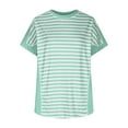 thumbnail image 6 of CQONEPT Striped Shirts for Women 2025 Crewneck Tunic Short Sleeve Tops Summer Loose Fit Comfy Color Block T-Shirt,Purple S-XXL, 6 of 10
