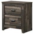 thumbnail image 4 of Contemporary Rustic Brown Finish Queen Size 3Pc Panel Built in Lighting Headboard Bed and Nightstand Set Wooden Bedroom Furniture, 4 of 4