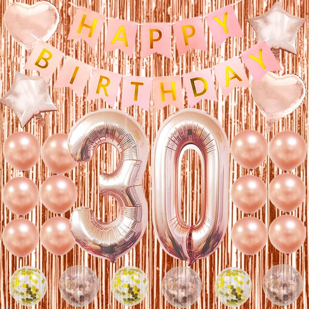 Designer Rose Gold 13th Happy Birthday Balloon Banner Party Decoration Supplies 