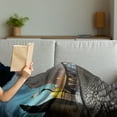 thumbnail image 3 of Landscape Soft Flannel Fleece Throw Blanket, Modern City Bridge at Night with Sightseeing Urban Theme Landscape, Cozy Plush for Indoor and Outdoor Use, 50" x 60", Grey Orange, by Ambesonne, 3 of 5