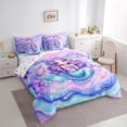 thumbnail image 3 of Homewish Ocean Animal Mermaid 7 Pieces Bedding Comforter Set,Watercolor Sealife Full Bedding Set,Pink Blue Purple Fitted Sheet Flat Sheet For Teens,Luxury Bedroom Decor Reversible, 3 of 8