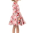 thumbnail image 2 of FKELYI Christmas Long Sleeve Dresses Size 13-14 T Loose Cartoon Santa Kids Long Sleeve Dresses for Girls Leisure Xmas Swing Twirl Skater Dress, 2 of 4