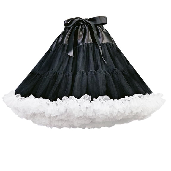 LICEWO Women's Lolita Skirts Crinoline Black Petticoat Vintage Party Underskirt Elastic Waist Swing Gothic Skirt for Prom