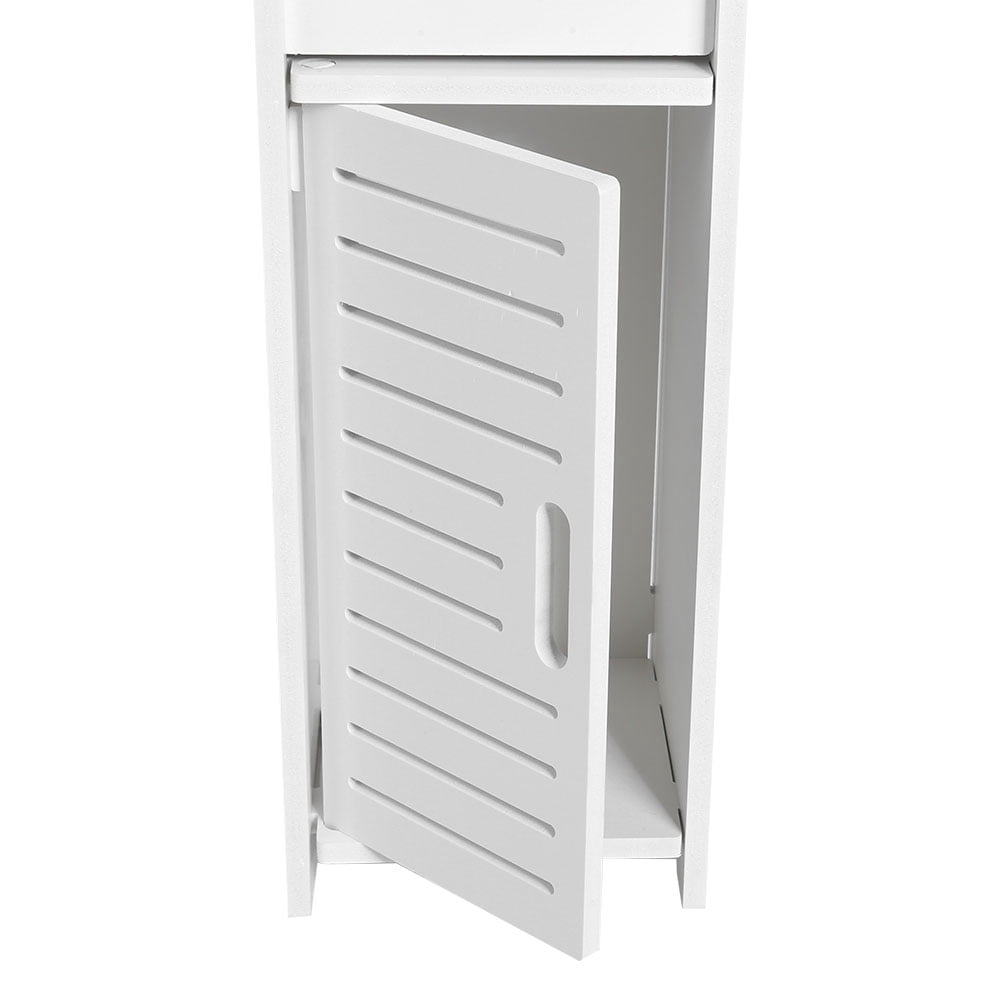 BIMZUC 31.5 inch Antique White Bathroom Floor Cabinet with Slim Wood-Plastic Storage Shelves and Drawers (80x15.5x15cm)