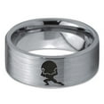 thumbnail image 2 of Tungsten Strong Bodybuilder Carrying Rock Band Ring 8mm Men Women Comfort Fit Gray Flat Cut Brushed Polished, 2 of 4