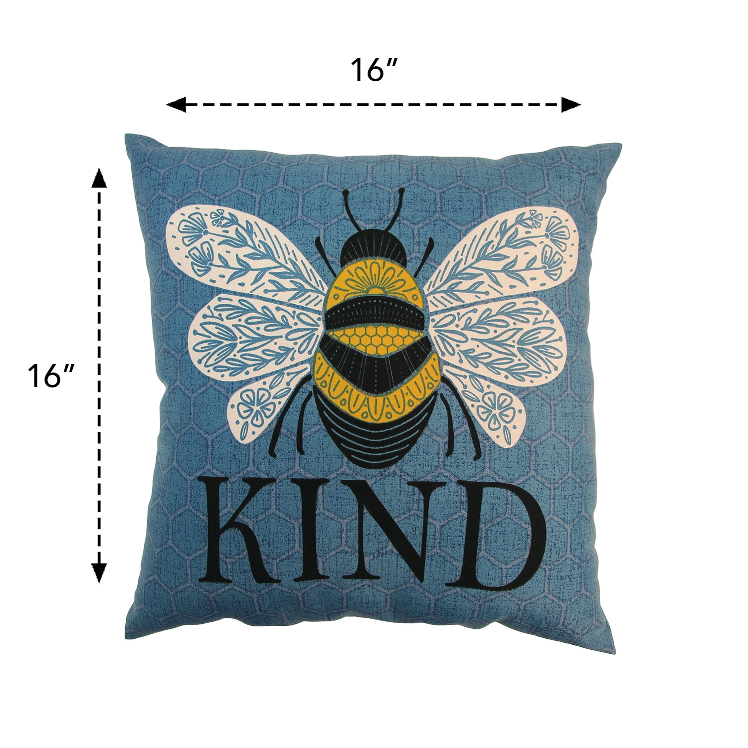 Mainstays 16" x 16" Reversible Decorative Outdoor Throw Pillow, Bee Kind