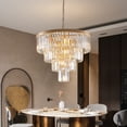 thumbnail image 5 of 24 Inch Modern Crystal Chandelier 4 Tier Golden Ceiling Light for Dining Room Living Room Bedroom, 5 of 8