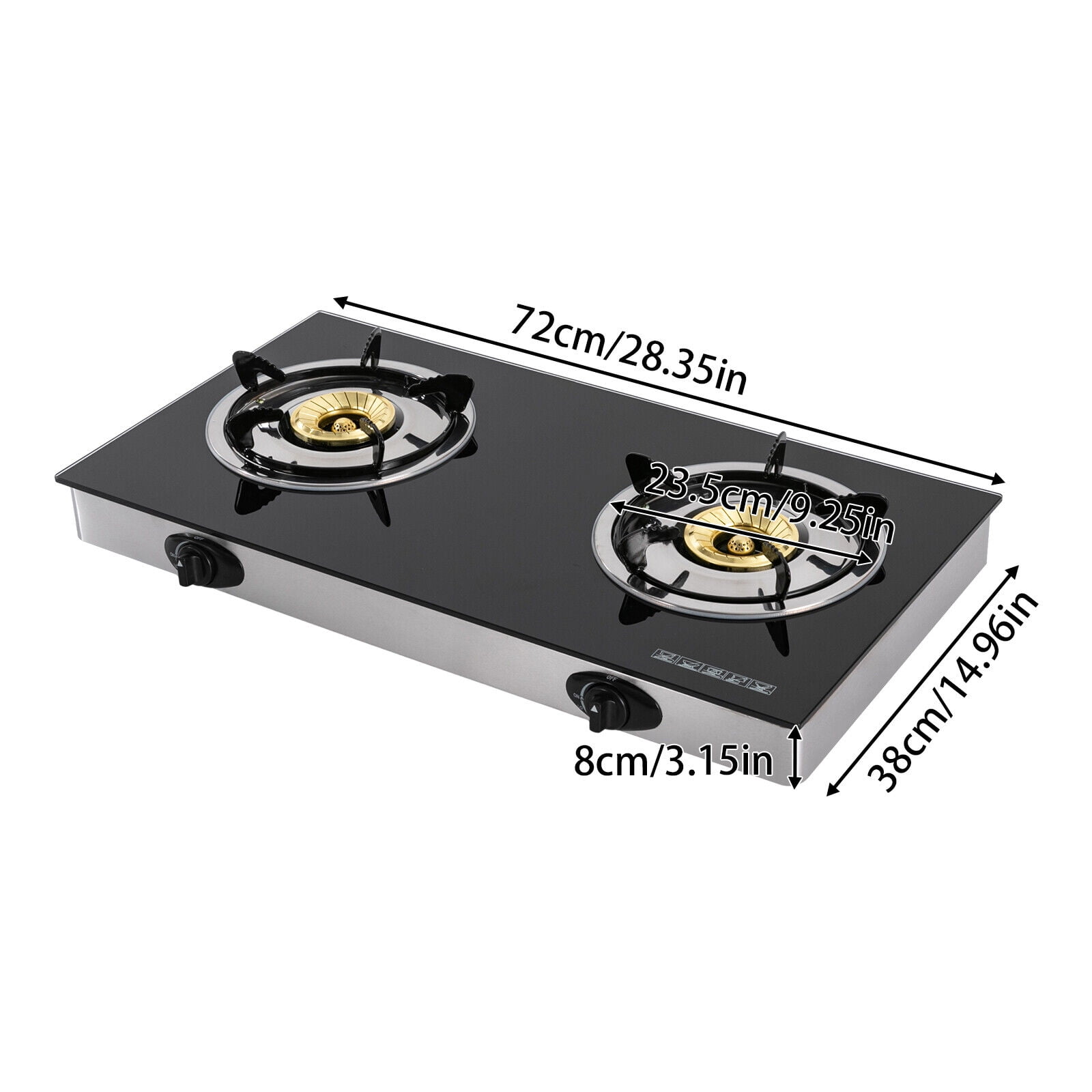 2-Burner Gas Stove Countertop Gas Stove Portable Auto Ignition LPG Stove Durable for Outdoor Camping