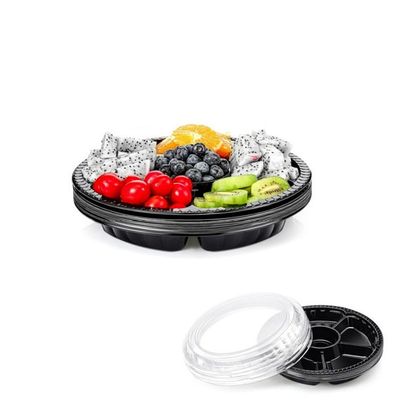 QZS Banquet Catering Fruit Tray,Pack of 10 Portable Snack Catering Trays for Fruit,10.4x10.4x2In,Disposable Party Container for Vegetable