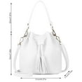 thumbnail image 2 of pitrice Bucket Bag Faux Leather Tassel Drawstring Crossbody Pouch Women Solid Color Shoulder Bag Handbag, White, 2 of 6