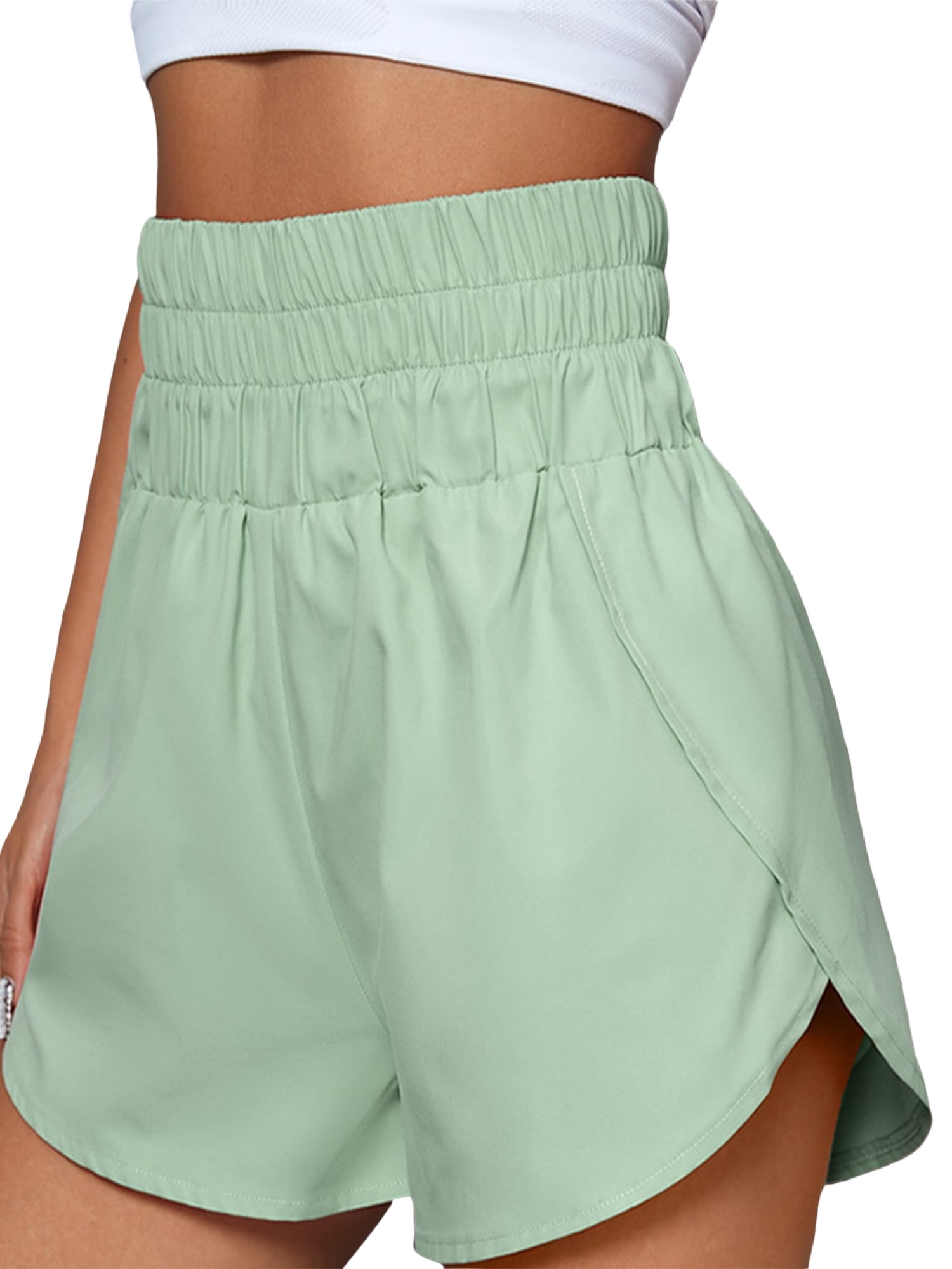 MAWCLOS Ladies Solid Color Bottoms Plain Beach Mini Pant High Waisted ...