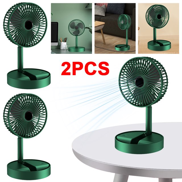 JShteea Ventilador Plegable Escritorio 2000 Mah Ventiladores Telescópicos USB Portátiles para El (verde)