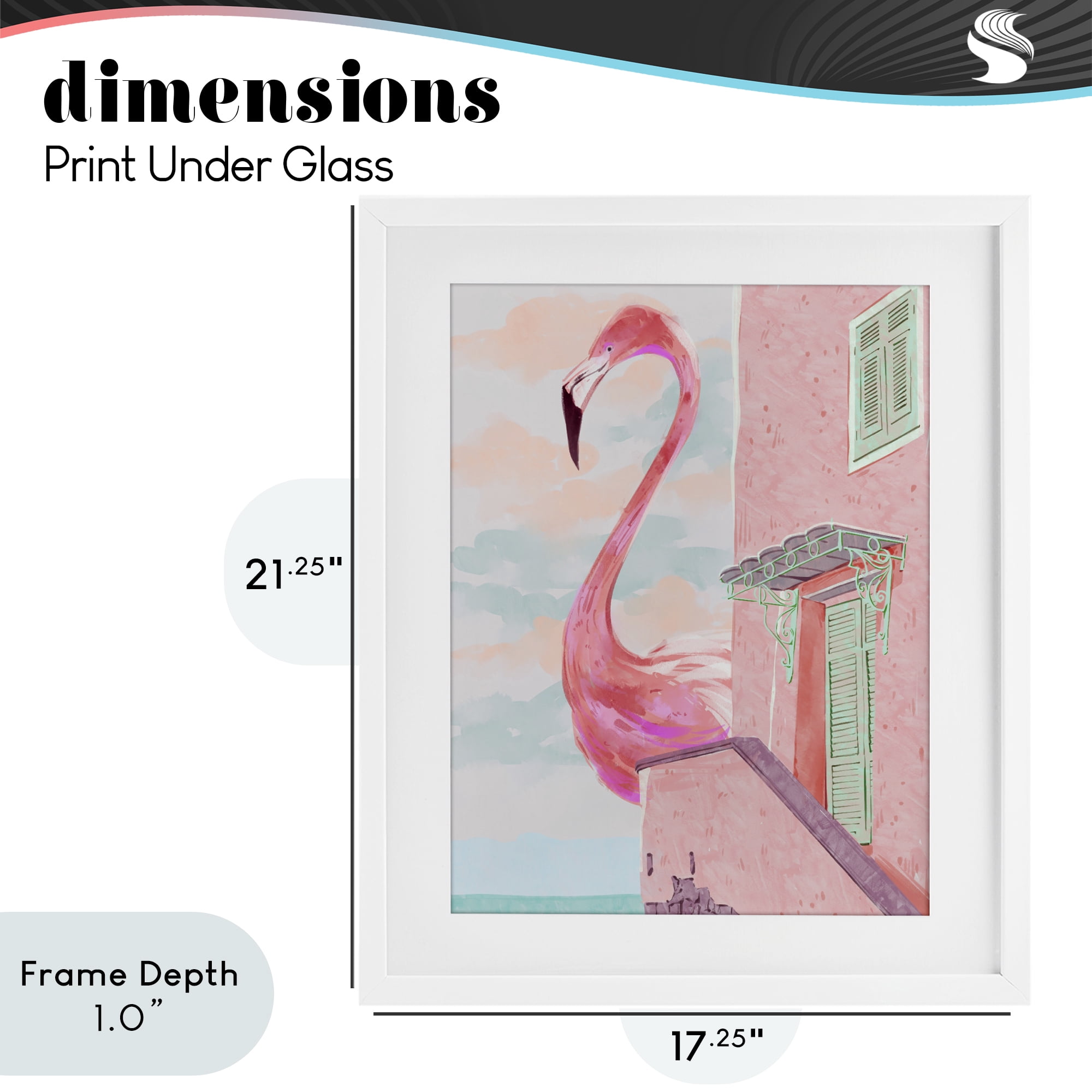 Stupell Industries Giant Flamingo with Seaside Balcony White Framed Print Under Glass, design by Ziwei Li