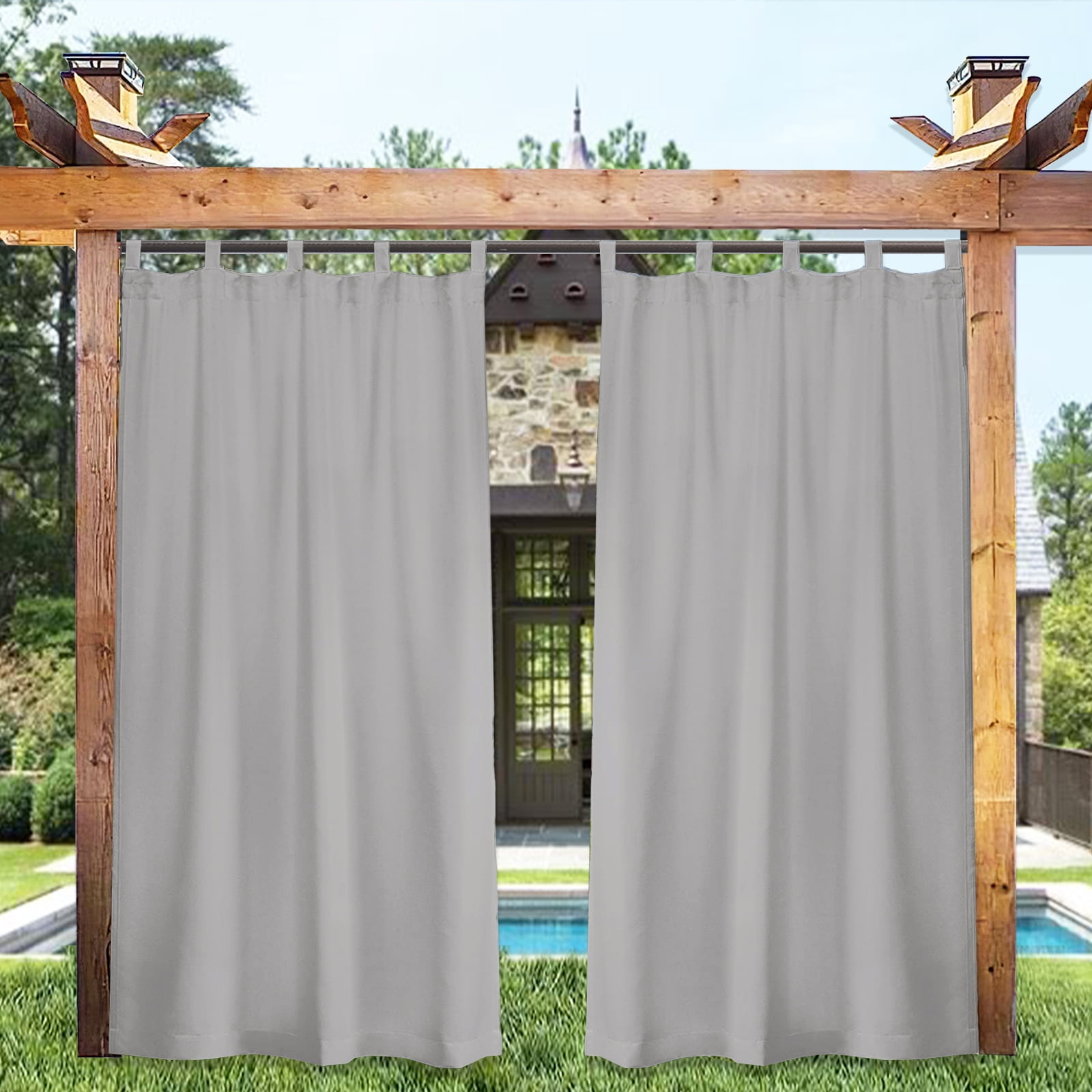 Rosnek Outdoor Curtains for Patio Waterproof Windproof Tap Top Blackout