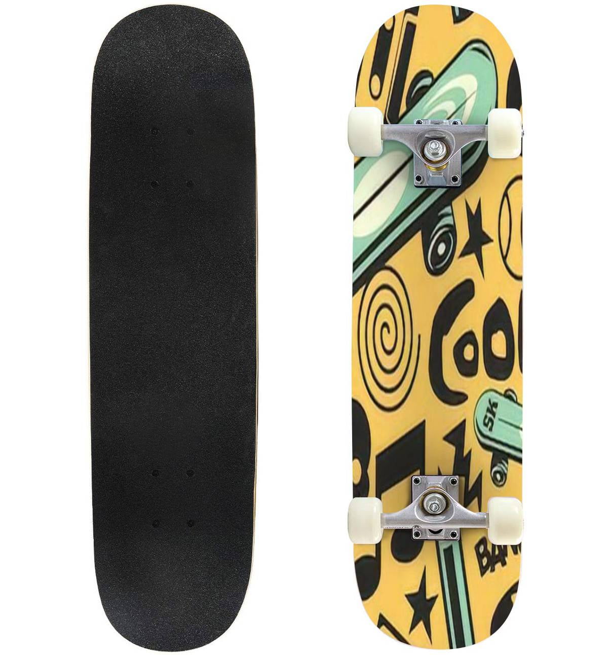 leef ermee prototype Schurend Seamless abstract pattern with skateboard and various cool kids stuff  Outdoor Skateboard Longboards 31"x8" Pro Complete Skate Board Cruiser -  Walmart.com