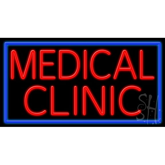 Medical Clinic LED Neon Sign 13 x 24 - inches, Black Square Cut Acrylic Backing, with Dimmer - Bright and Premium built indoor LED Neon Sign for Defence Force.