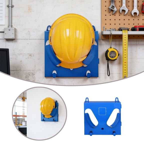 Heavy Duty Hard Hat Holder,No Drill  Wall Mounted Hard Hat Storage Rack With Slots for Workshop Office Living Room,Helmet Storage,Blue