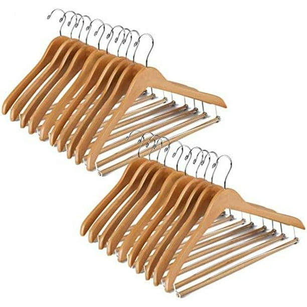 Wooden Hangers Beautiful Sturdy Suit Coat Hangers with Locking Bar