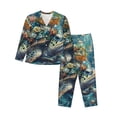 thumbnail image 1 of Fotbe Colorful Plant Turtle Conjunto de Pijama de Manga Larga para Mujer con Estampado, Ropa de Dormir de 2 Piezas, Conjunto de Casa Suave y Cómodo con Bolsillos-Large, 1 of 7