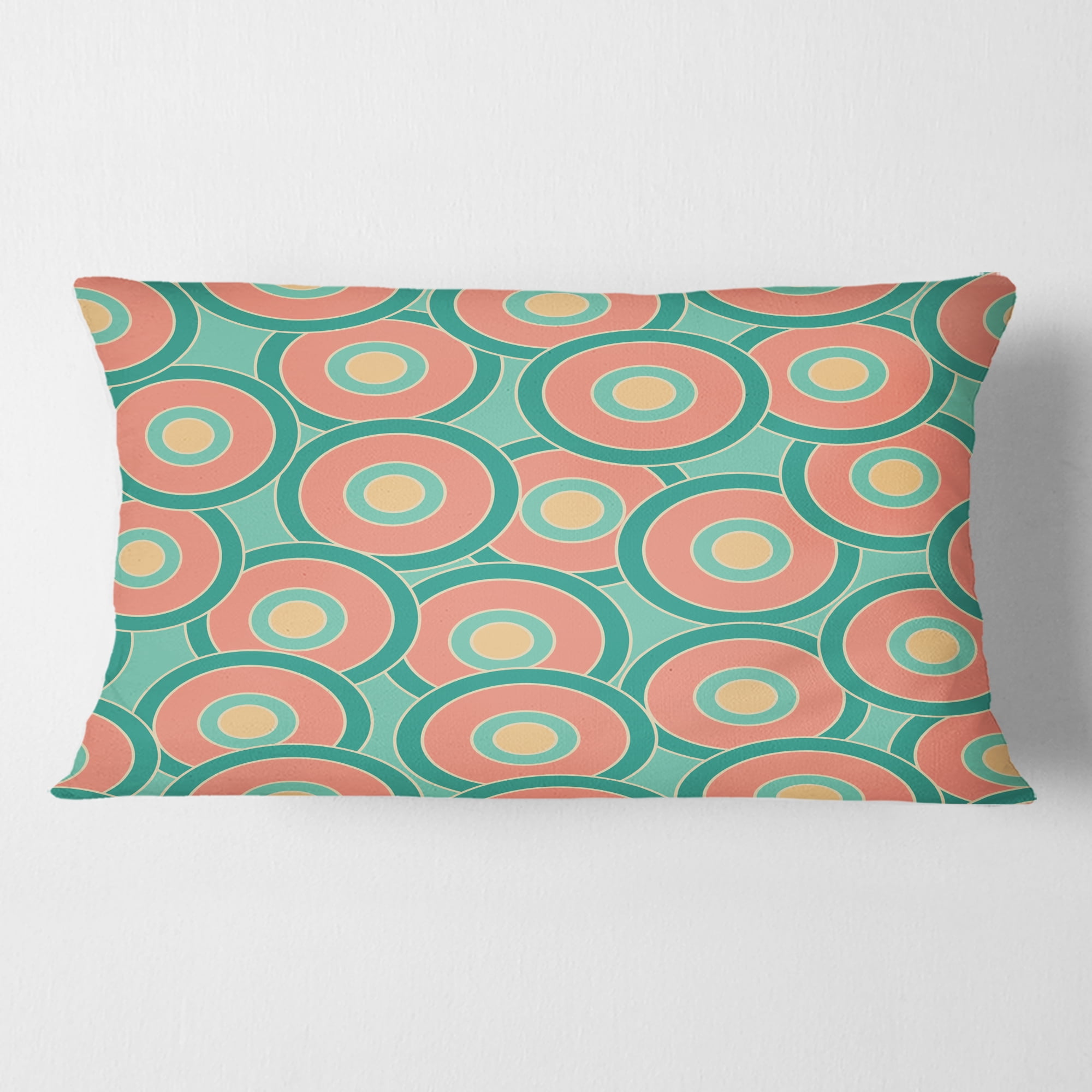 Designart Retro Circular Pattern VI' Mid-Century Modern Throw Pillow - 12x20