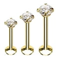thumbnail image 1 of BodyJ4You 3PC Labret Stud Tragus Earring Set 16G Goldtone Steel Crystal Helix Lip Monroe Cartilage, 1 of 6