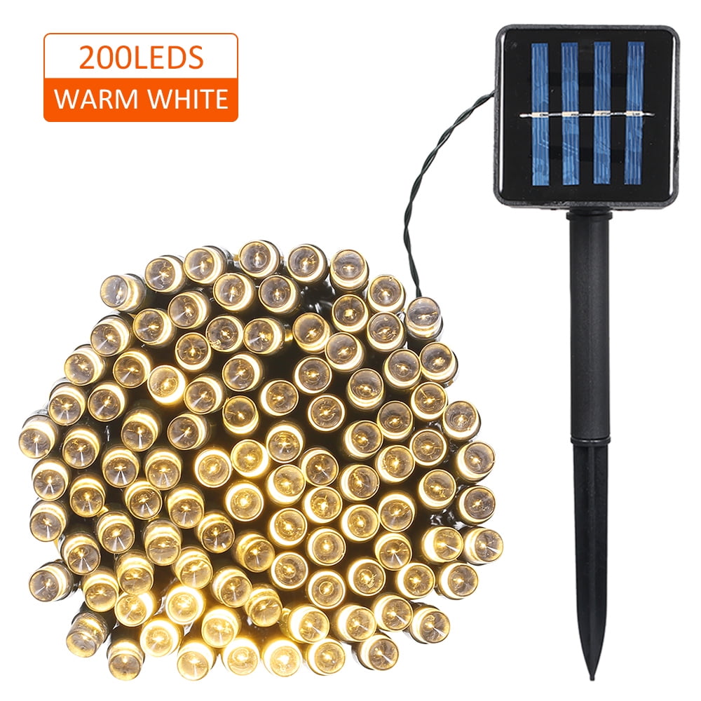 100/200LED Solar Powered String Lights Outdoor Fairy Light Warm White Waterproof 