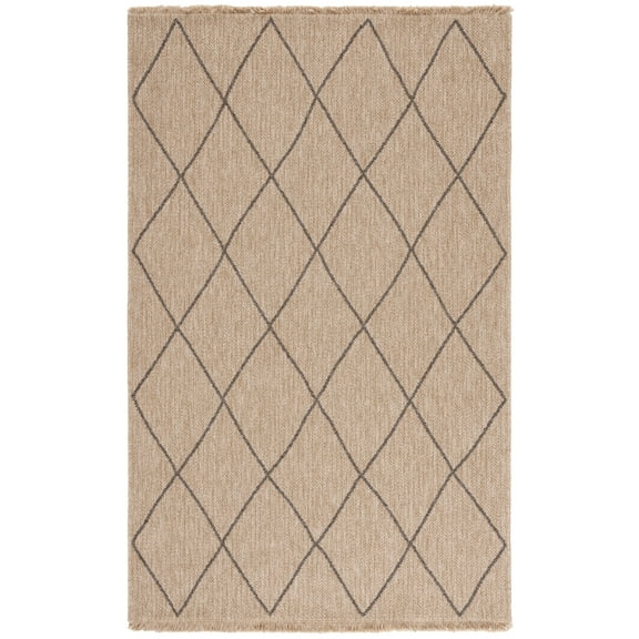 SAFAVIEH Retreat Justice Diamond Indoor/Outdoor Area Rug, Natural/Black, 8' x 10'