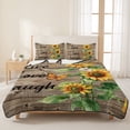 thumbnail image 3 of Twin XL Quilt Set 68''x98'', Sunflower Rustic Lightweight Summer Bedspread Coverlet Set with 2 Pillow Shams, Vintage Wooden Flowers Butterfly Breathable All Season Quilt Bedding for Dorm/Guest Room, 3 of 9