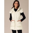thumbnail image 2 of DARING DIVA Women's Puffer Vest Coat Hooded Zip Up Long Sleeveless Jacket M White, 2 of 6