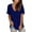 Blue, variant on LoyisViDion Women Summer V Neck Short Sleeve Shirt Casual Tunic Tops Blouse Wine XL