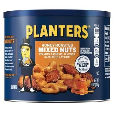 PLANTERS Honey Roasted Mixed Nuts, Party Snacks, Plant-Based Protein, 10 oz Steel Can