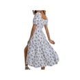thumbnail image 2 of Vestido evasé con nudo floral y abertura en el muslo Azul, 2 of 3