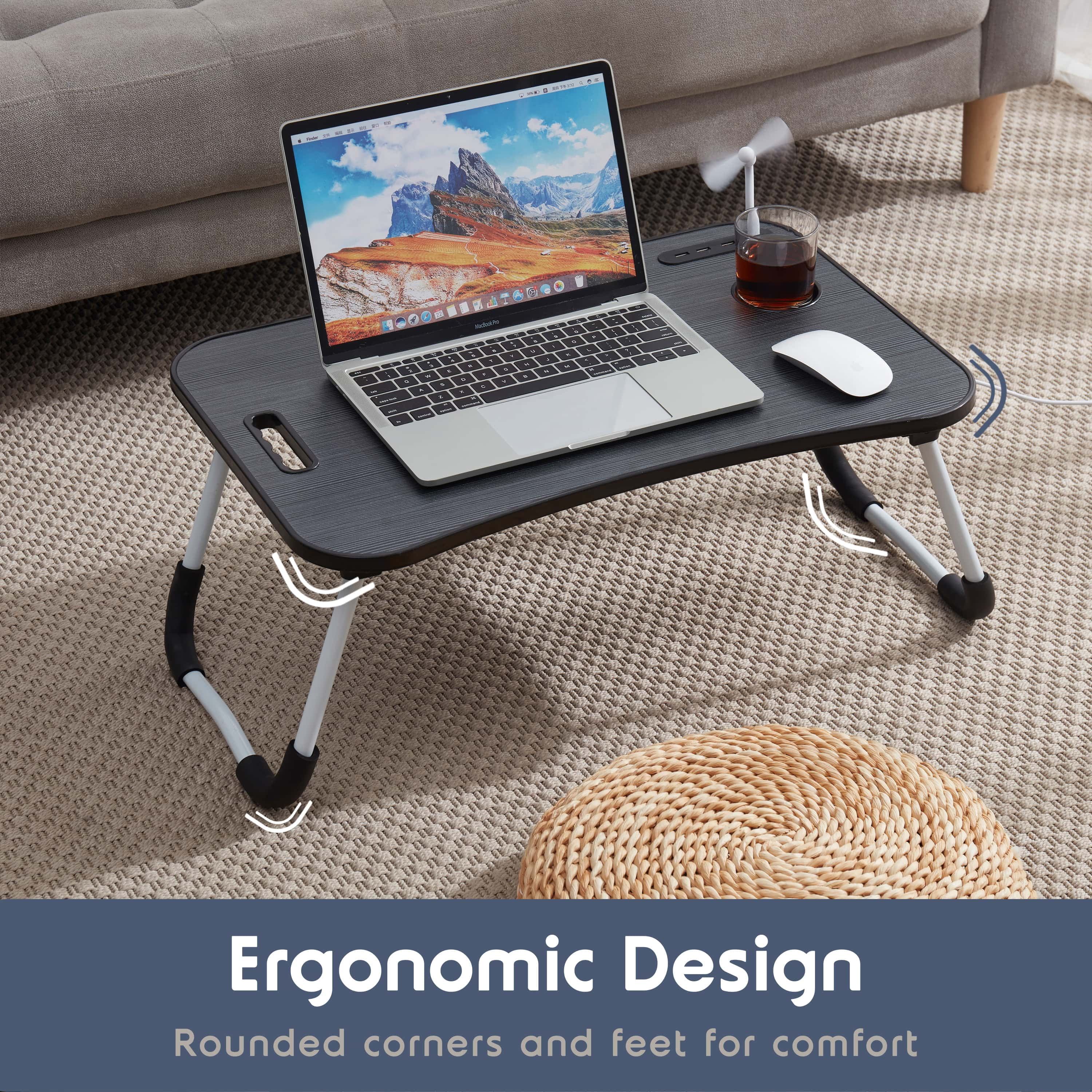 Lammaloe Foldable Lap Desk with USB Ports, Portable & Lightweight Laptop Desk for Bed and Couch - Ideal for Working, Reading, or Eating, Large