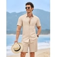 thumbnail image 3 of COOFANDY 2 Piece Set for Men Cruise Outfits Set Mens Summer Vacation Outfit Short Sleeve Button Down Shirts, 3 of 7