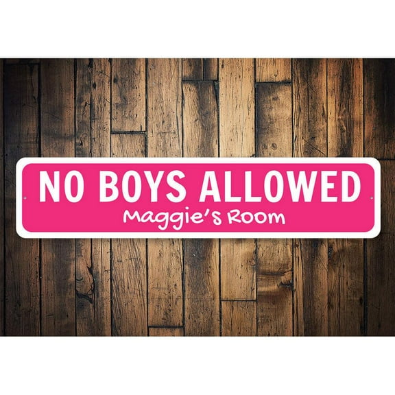 No Boys Allowed Novelty Sign, Metal Wall Decor - 4x18 inches