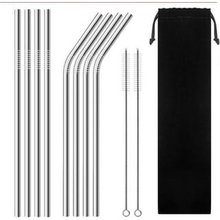 ALINK 8-Pack Stainless Steel Straws, 10.5” Long Reusable Replacement Metal  Straws for 20 30 OZ Yeti Tumbler, RTIC, Tervis, Mason Jar, With 8 Silicone