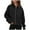 Black, variant on Lindreshi Sweatshirts for Women Zipper Front Women's Solid Color Fashion Pocket Sweatshirt Loose Fitness Zipper Hooded Casual Sweater