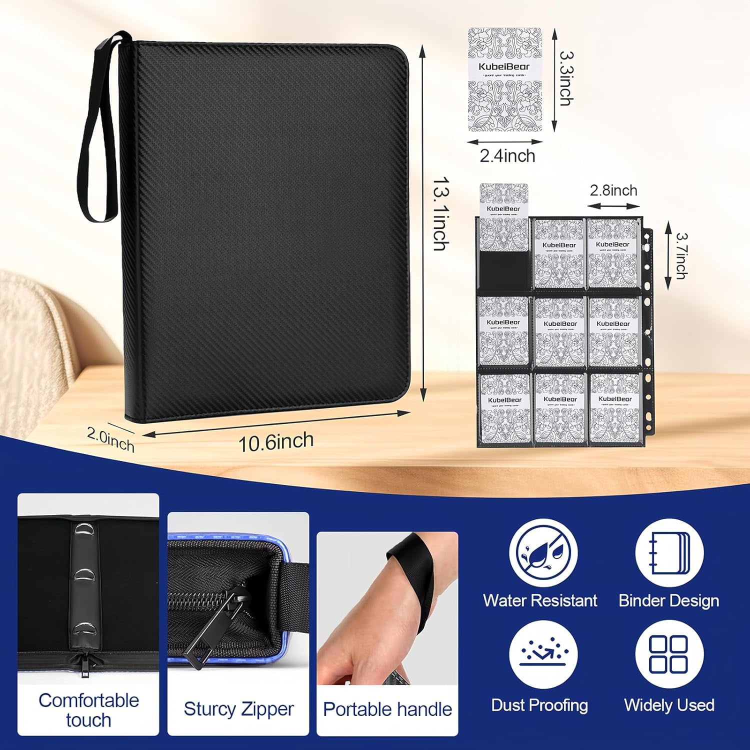 Card Binder – 720 Capacity, Zippered Trading Card Holder for MTG, Sports & Collectible Cards – Acid-Free, Durable & Travel-Friendly Storage (Black, 9 Pocket)