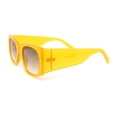 thumbnail image 3 of Womens Thick Temple Mod Fashion Rectangle Plastic Chic Sunglasses Yellow - Brown, 3 of 4