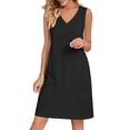 thumbnail image 3 of Ankola Womens Summer Cotton Linen V Neck Short Dress Sleeveless Mini Dress Casual Tank Dress Sundress with Pockets, 3 of 7