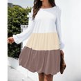 thumbnail image 3 of Robe à Manches Longues pour Femme, Col Rond, Fluide, Ample, Plissée, Khaki S, 3 of 6